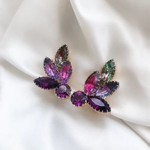 Vintage Purple Jewel Clip Earrings